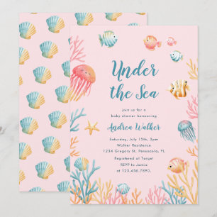Unterwasser-Tiere Farbige Babyparty Einladung