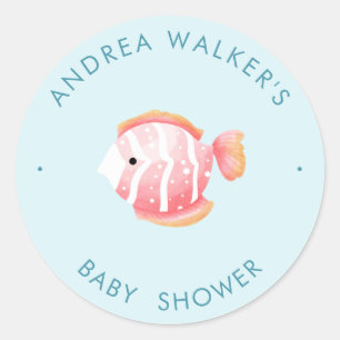 Unterwasser-Tiere Farbige Babyparty Runder Aufkleber