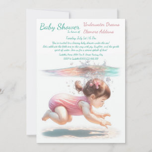 Unterwasser Träume Wasserfarben Babydusche Einladung