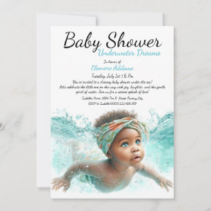 Unterwasser Träume Wasserfarben Babydusche Einladung