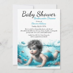 Unterwasser Träume Wasserfarben Babydusche Einladung