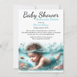 Unterwasser Träume Wasserfarben Babydusche Einladung