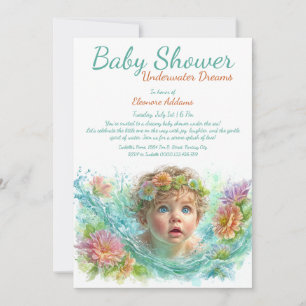 Unterwasser Träume Wasserfarben Babydusche Einladung
