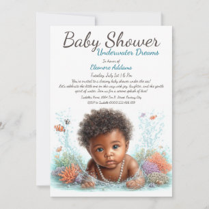 Unterwasser Träume Wasserfarben Babydusche Einladung