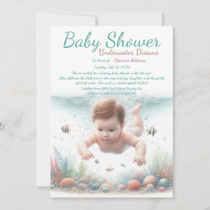 Unterwasser Träume Wasserfarben Babydusche Einladung
