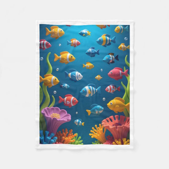 Unterwasser-Tropenfisch-Decke Fleecedecke (Vorderseite)