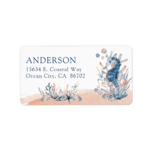 Unterwasser-Wasserfarben-Seepferdchen-Etikett Adressaufkleber