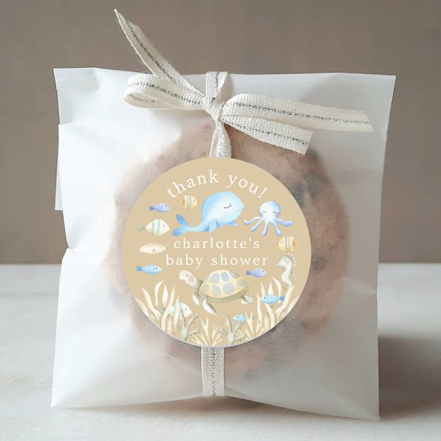 Unterwasser-Whimsy-Babydusche Runder Aufkleber (Von Creator hochgeladen)