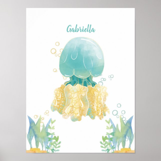 Unterwasser-Whimsy-Qualle individuell anpassbar Poster (Vorne)