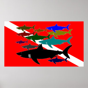Unterwasseratemgerät/Haifisch-Plakat Poster