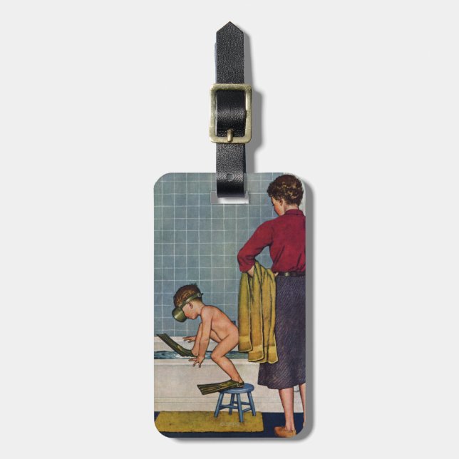 Unterwasseratemgerät in der Wanne Gepäckanhänger (Vorderseite vertikal)