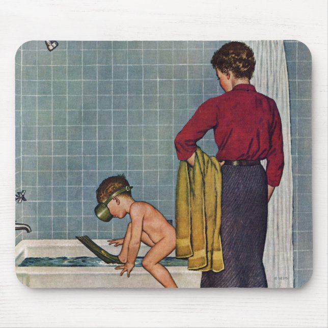 Unterwasseratemgerät in der Wanne Mousepad (Vorne)