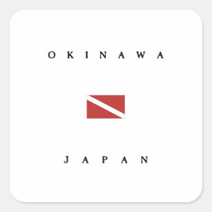 Unterwasseratemgerät-Tauchen-Flagge Okinawas Japan Quadratischer Aufkleber