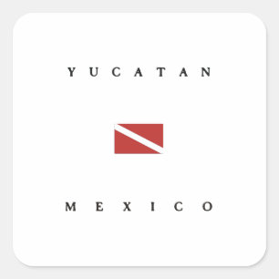 Unterwasseratemgerät-Tauchen-Flagge Yucatan Mexik Quadratischer Aufkleber