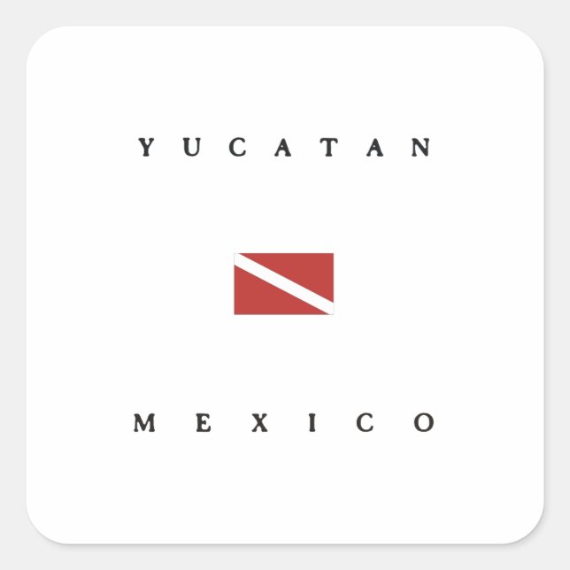 Unterwasseratemgerät-Tauchen-Flagge Yucatan Mexiko Quadratischer Aufkleber (Vorderseite)
