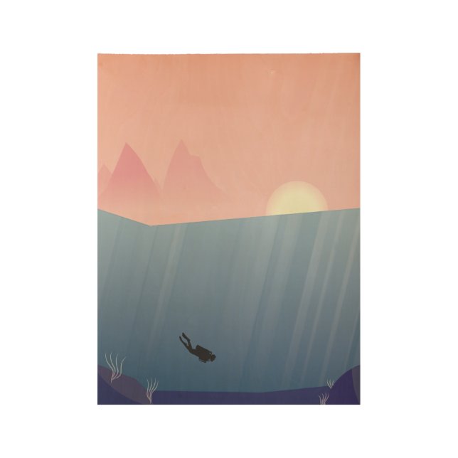 Unterwasseratemgerät-Tauchen-Holz-Plakat Holzposter (Vorderseite)