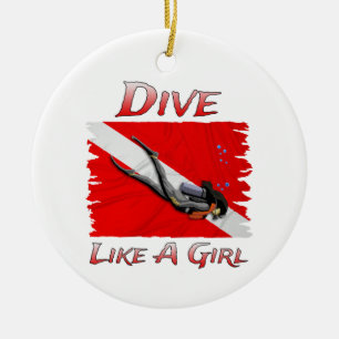 UNTERWASSERATEMGERÄT Tauchen wie ein Mädchen Keramik Ornament