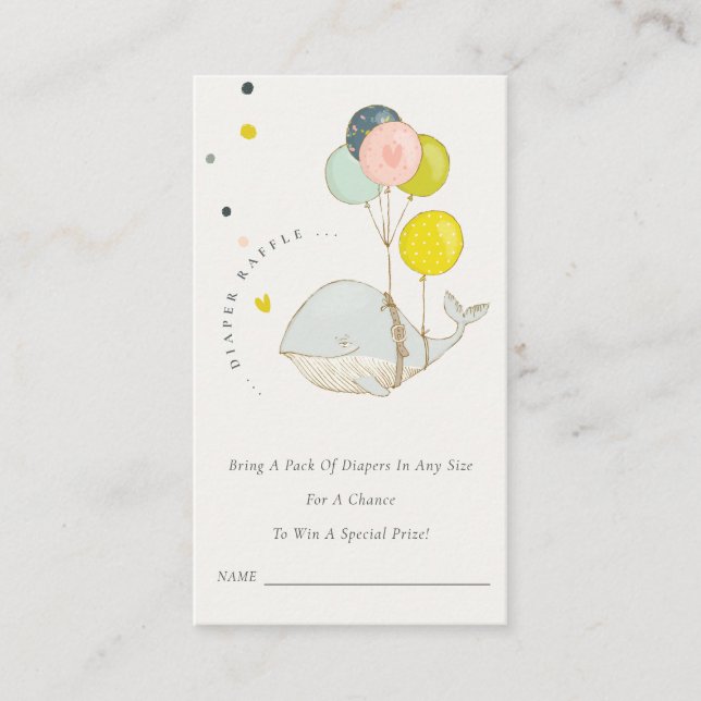 Unterwasserballon Whale Diaper Raffle Baby Dusche Begleitkarte (Vorderseite)