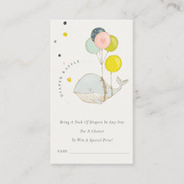 Unterwasserballon Whale Diaper Raffle Baby Dusche Begleitkarte