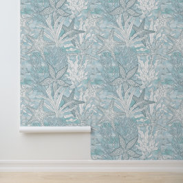 Unterwasserfarbene Pflanze Starfish Blaue Küste Tapete