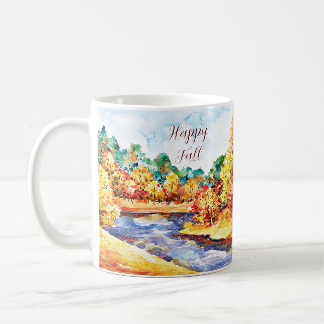 Unterwasserfarbenlandschaft mit anpassbarem Text Kaffeetasse (Links)
