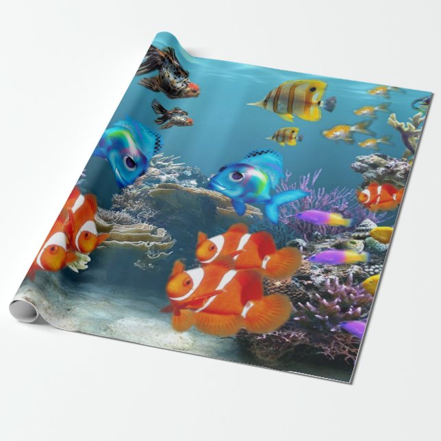 Unterwasserfisch-Meereswelt-Tier Geschenkpapier (Ungerollt)
