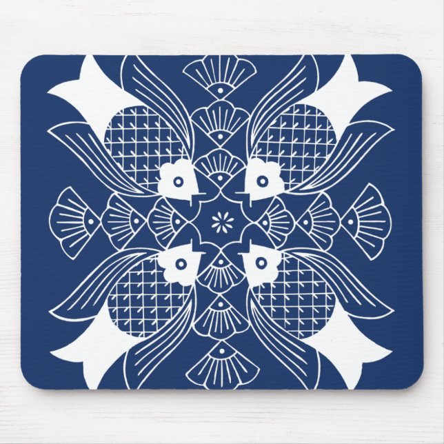Unterwasserfischdesign mit blauem Hintergrund Mousepad (Vorne)