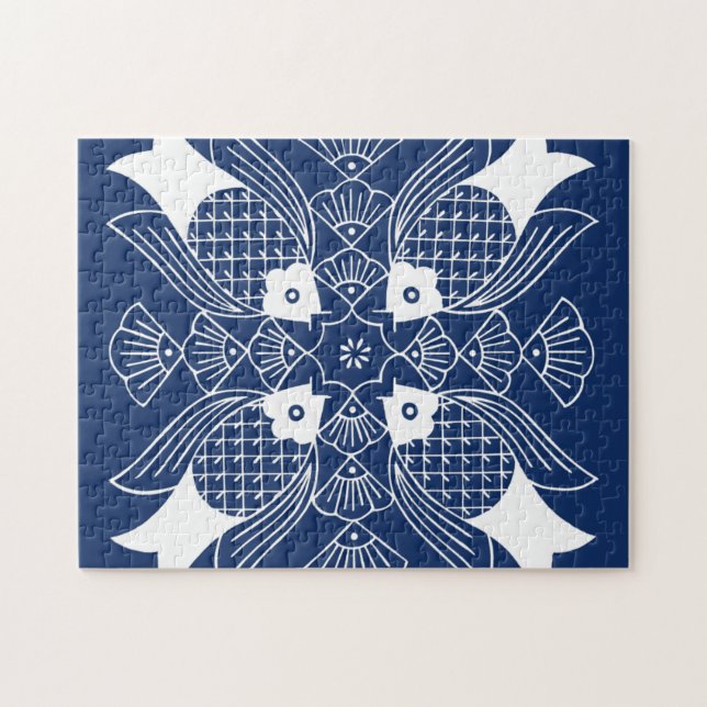 Unterwasserfischdesign mit blauem Hintergrund Puzzle (Horizontal)