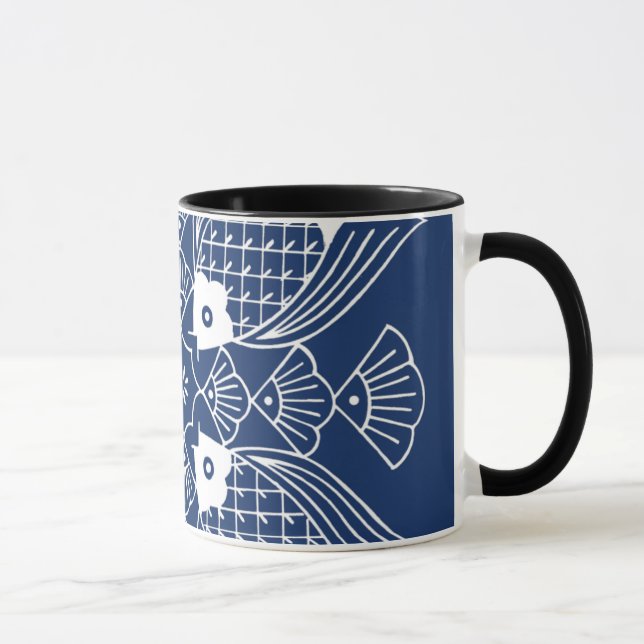 Unterwasserfischdesign mit blauem Hintergrund Tasse (Rechts)
