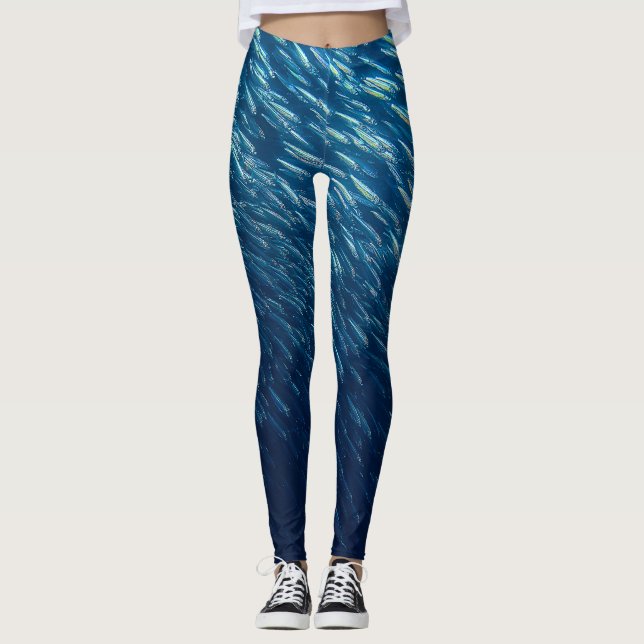 Unterwasserfischschule Abstrakt Leggings (Vorderseite)