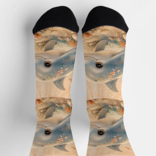 Unterwasserfreundschaft – Delfin und Seestern Socken
