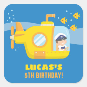 Unterwasserjungen-Kapitän Under die Quadratischer Aufkleber