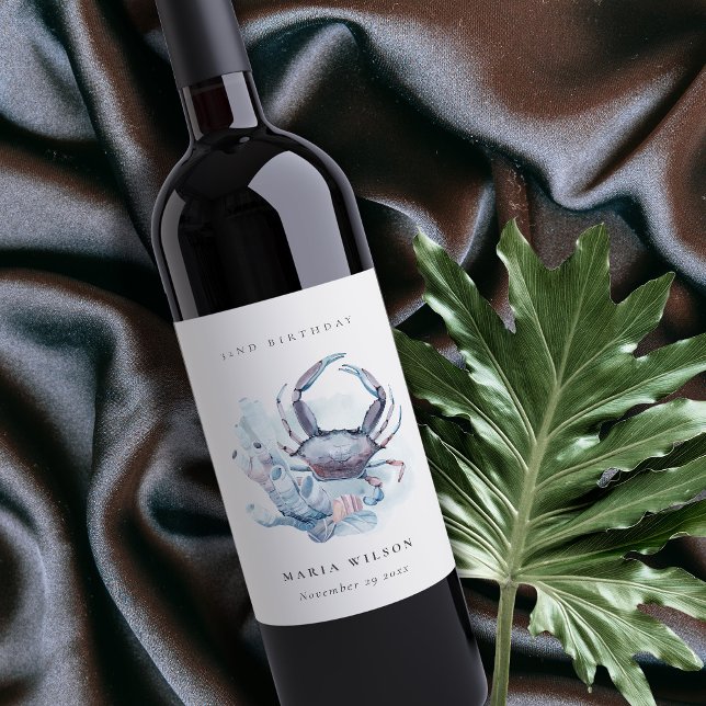 Unterwasserkrebskoralle, jedes Alter Geburtstag Weinetikett (Von Creator hochgeladen)