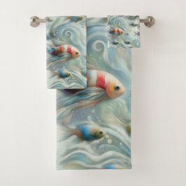 Unterwasserkunst von Fischen & Korallen in Acrylfa Badhandtuch Set