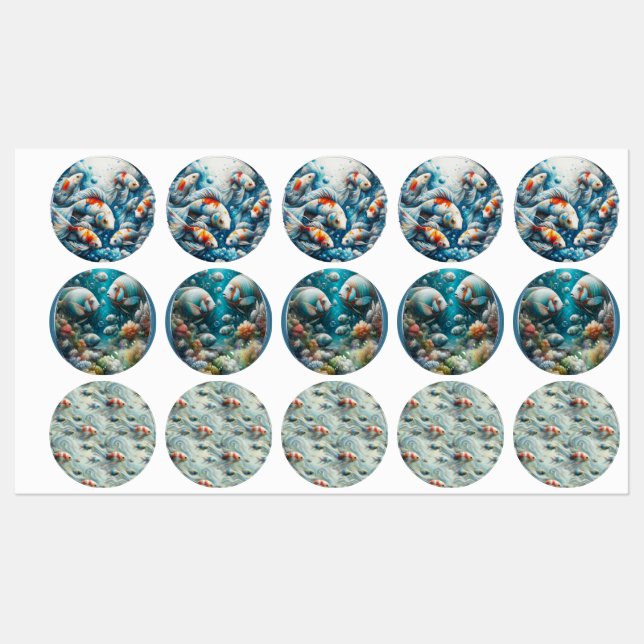 Unterwasserkunst von Fischen & Korallen in Acrylic Etiketten (Blatt)