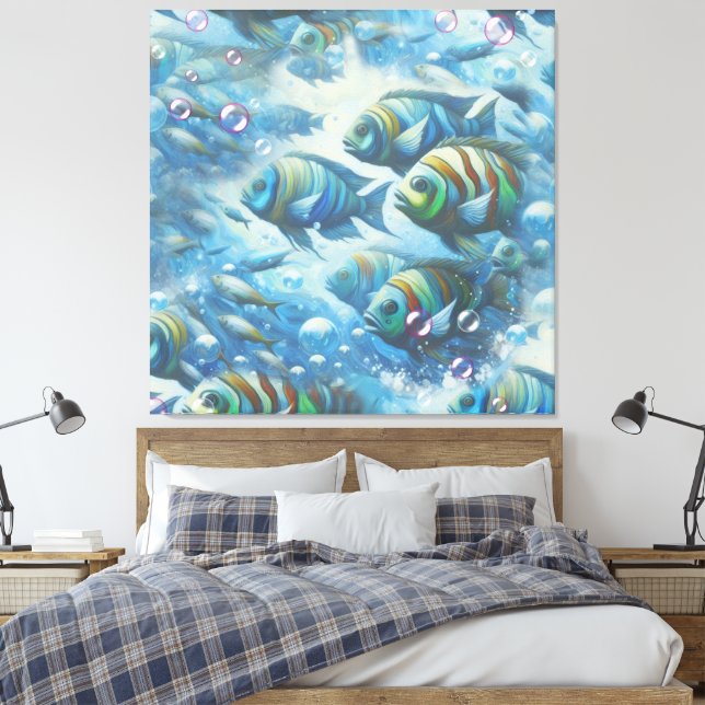 Unterwasserkunst von Fischen & Korallen in Acrylic Leinwanddruck (Insitu (Schlafzimmer))