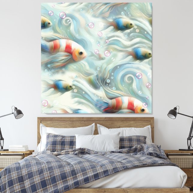 Unterwasserkunst von Fischen & Korallen in Acrylic Leinwanddruck (Insitu (Schlafzimmer))