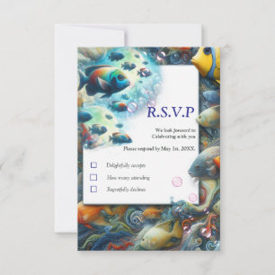Unterwasserkunst von Fischen & Korallen in Acrylic RSVP Karte