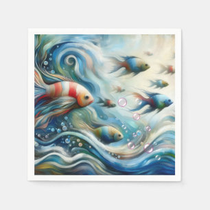 Unterwasserkunst von Fischen & Korallen in Acrylic Serviette