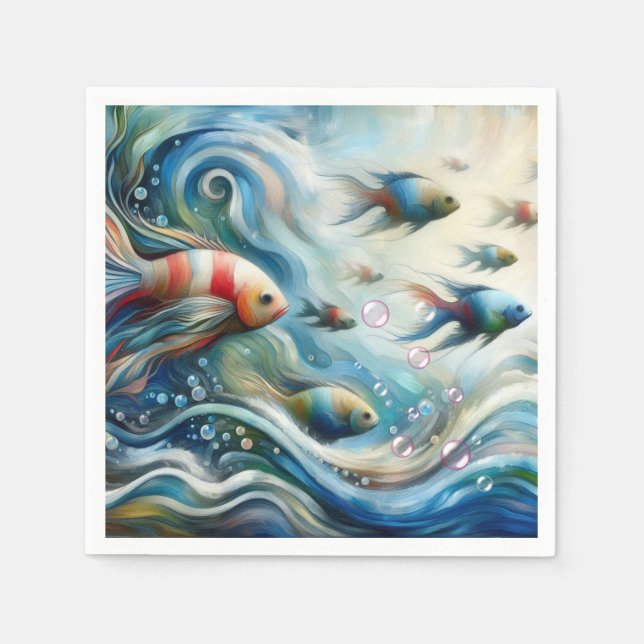 Unterwasserkunst von Fischen & Korallen in Acrylic Serviette (Vorderseite)