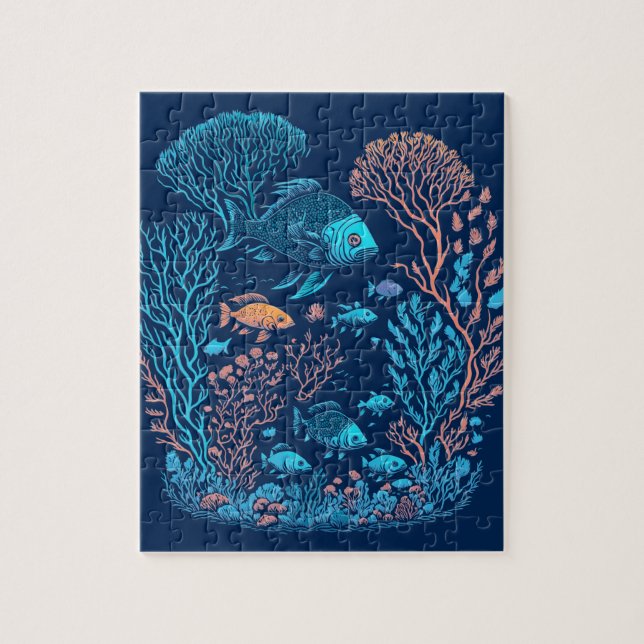 Unterwasserlandschaft farbenfrohe Fische und Koral Puzzle (Vertikal)