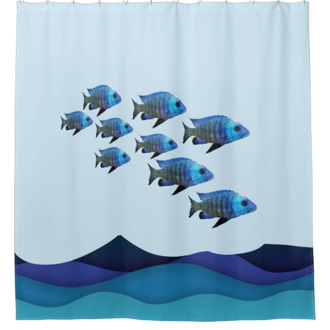 Unterwasserlandschaft mit Fisch Duschvorhang (Vorderseite)