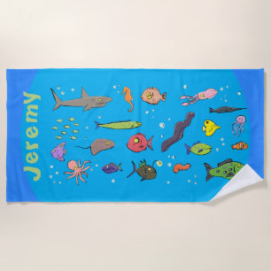 Unterwasserleben lustiger Cartoon Strandtuch