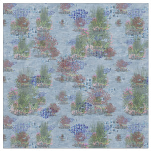 Unterwasserleben mit Korallenbäumen, Blauer Fisch Stoff