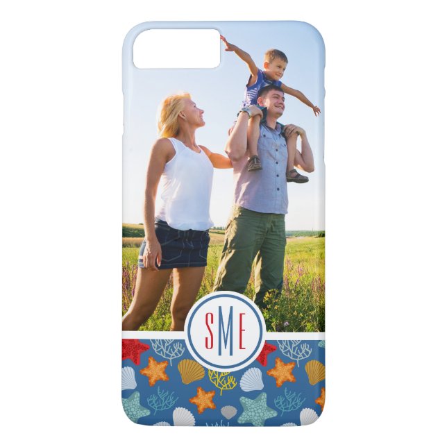 Unterwasserleben Pattern| Ihr Foto u. Monogramm Case-Mate iPhone Hülle (Rückseite)