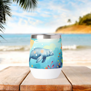 Unterwassermanatee und Blumenfantasie Kunst und Ku