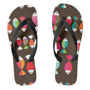 Unterwassermuster 2 der abstrakten retro Fische Flip Flops