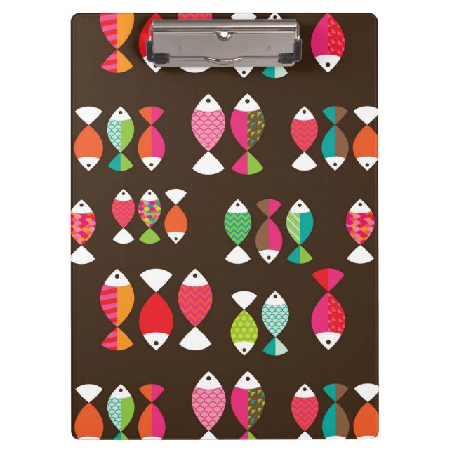 Unterwassermuster 2 der abstrakten retro Fische Klemmbrett (Vorderseite)