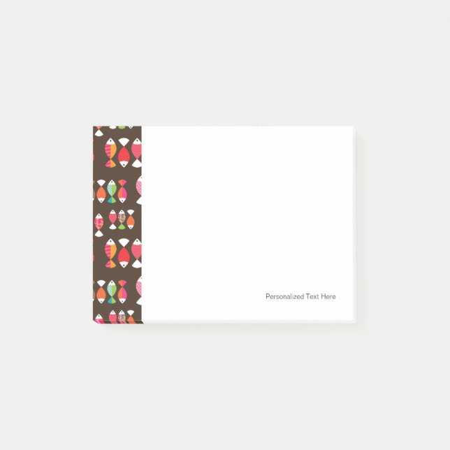 Unterwassermuster 2 der abstrakten retro Fische Post-it Klebezettel (Vorderseite)