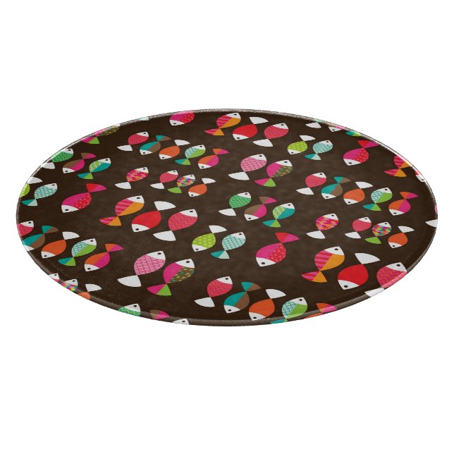 Unterwassermuster 2 der abstrakten retro Fische Schneidebrett (Ecke)